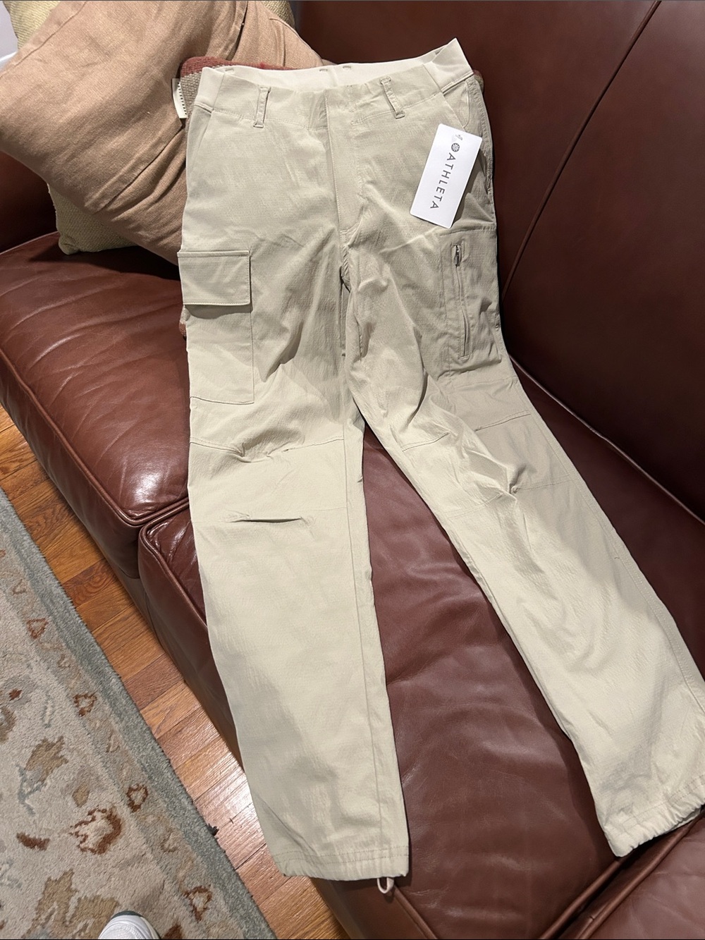 Athleta Beige Cargo Track Pants with Utility Pockets